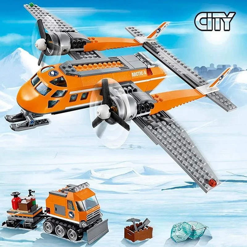 City Series Polar Adventure Polar Material Transport Aircraft Snow Shovel Children's Assembly Toy Model