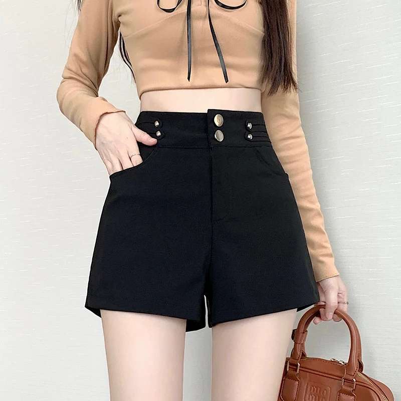 2024 New Autumn Winter Women Shorts Black Fashion High Wasit Elastic Bodycon Shorts Ladies Casual All-match Wrap Hip Shorts