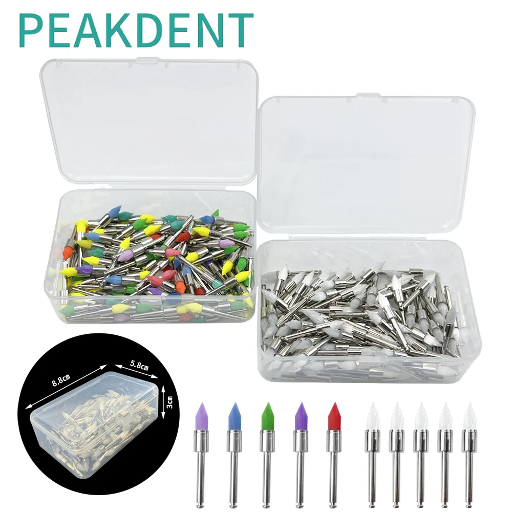 

100Pcs Dental Prophy Brushes Polishing Brushes Nylon Bristle Brush Polisher Cup for Stain Removal Teeth Whitening Material