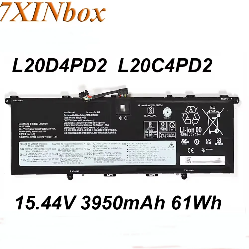 

7XINbox 15.44V 61Wh 3950mAh L20C4PD2 L20D4PD2 SB11C04259 SB11C04258 Original For Lenovo Laptop Battery Replacement Battery