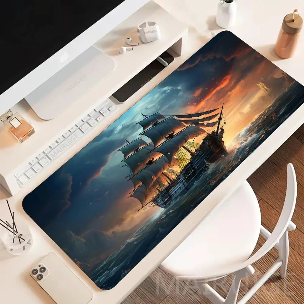 

Navigation Sailing Ship Mouse Pad Desk Accessory Aesthetic Gaming Mousepads Non-slip Computer Laptop Tablet Mat Art PC Playmat