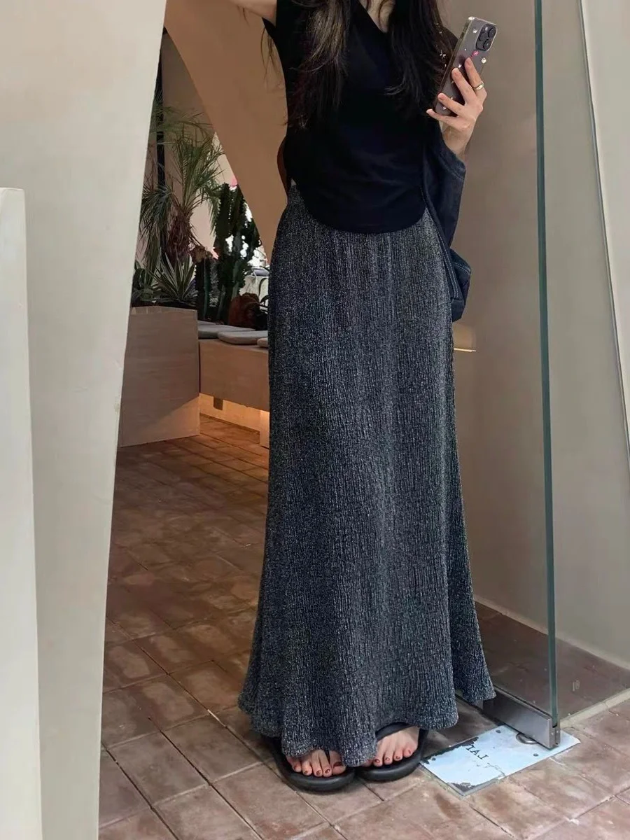 

Юбка Hepburn Plus Size 300 Pou с пайетками, повседневная, женская, с высокой талией, свободного кроя, для полных женщин