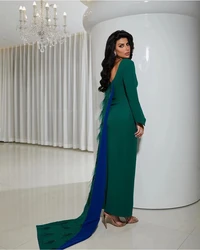 AsaNagi-vestido de fiesta verde para mujer, traje Sexy con cuello redondo, Espalda descubierta, largo hasta el suelo, plumas, ocasión Formal, personalizado