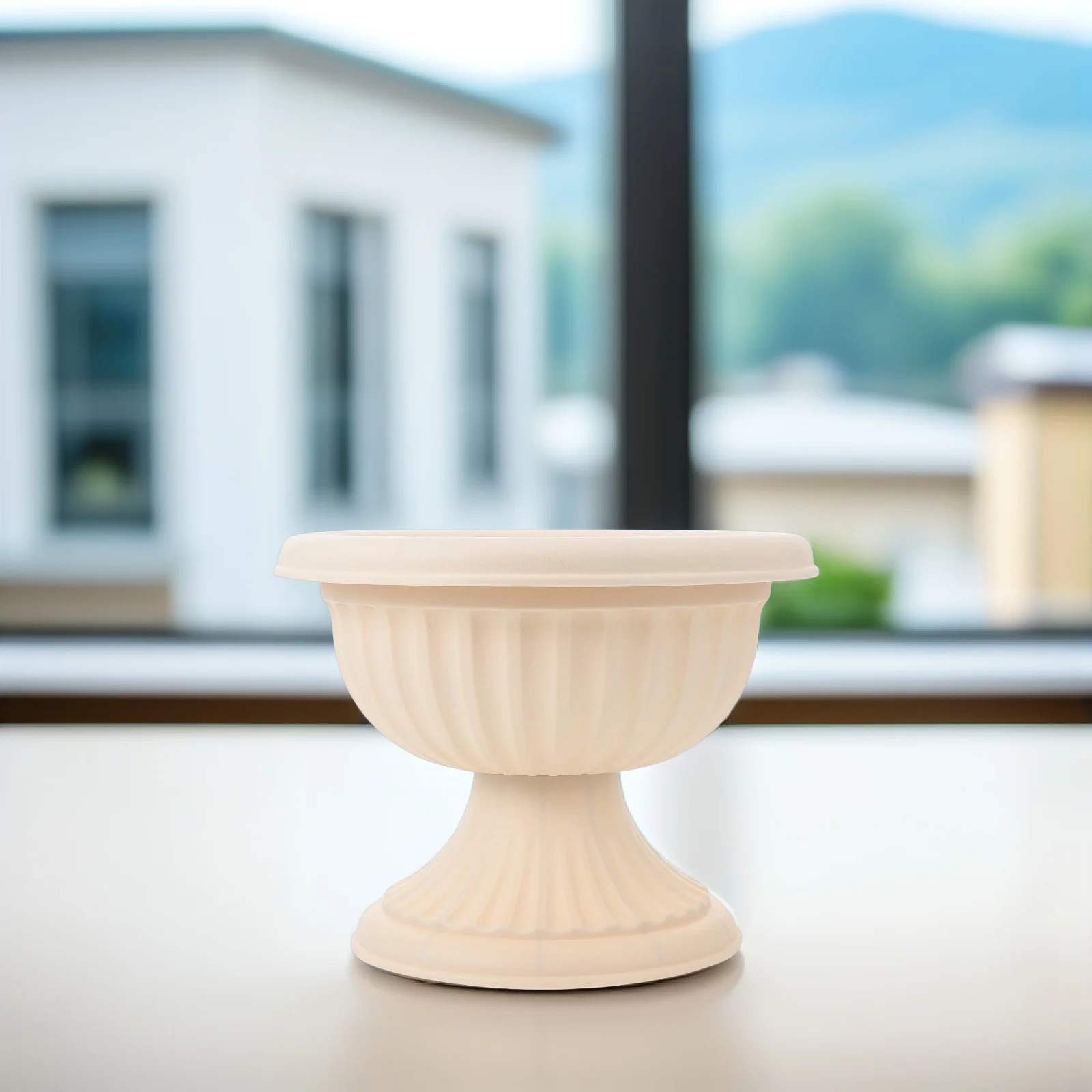 

Resin Flower Pots Decorative Plant Holder Beige Delicate Roman Style Garden Wedding Balcony Patio Creative Retro Design Premium