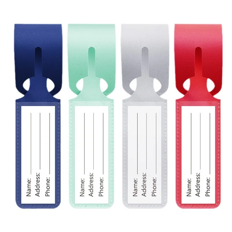 Fashion Integrated Luggage Name Tag PU Anti Loss Travel Luggage Tag Solid Color Luggage Tags Suitcase Label Travel Accessories