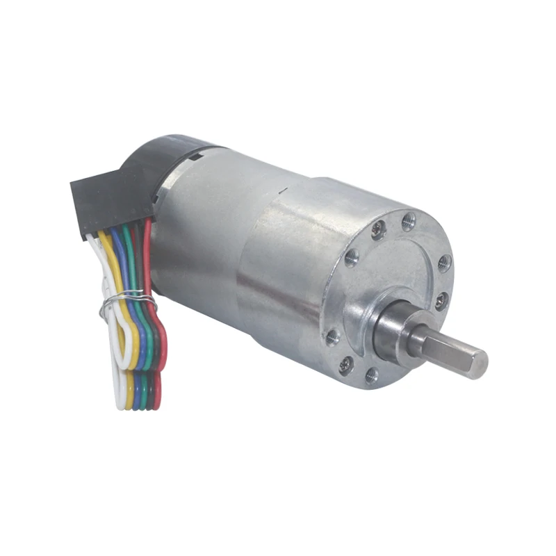 High Torque Metal Encoder Brushed Dc Motor 12V 24V 7-1600Rpm 37Mm 300Rpm Eccentric Shaft Metal Gearbox Gear Motor With 11Ppr