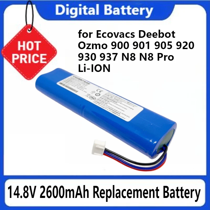 

For Ecovacs Deebot Ozmo 900 901 905 920 930 937 N8 N8 Pro Li-ION 14.8V Robot Vacuum Cleaner 2600mAh Replacement Battery