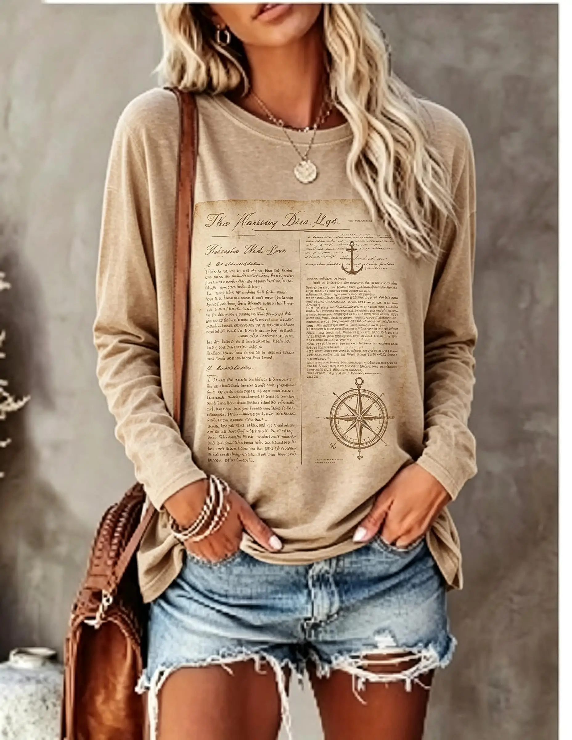 Women Long Sleeve T Shirt Vintage Western Horse Cactus Poster Print Crew Neck Casual Fall Tops view 2