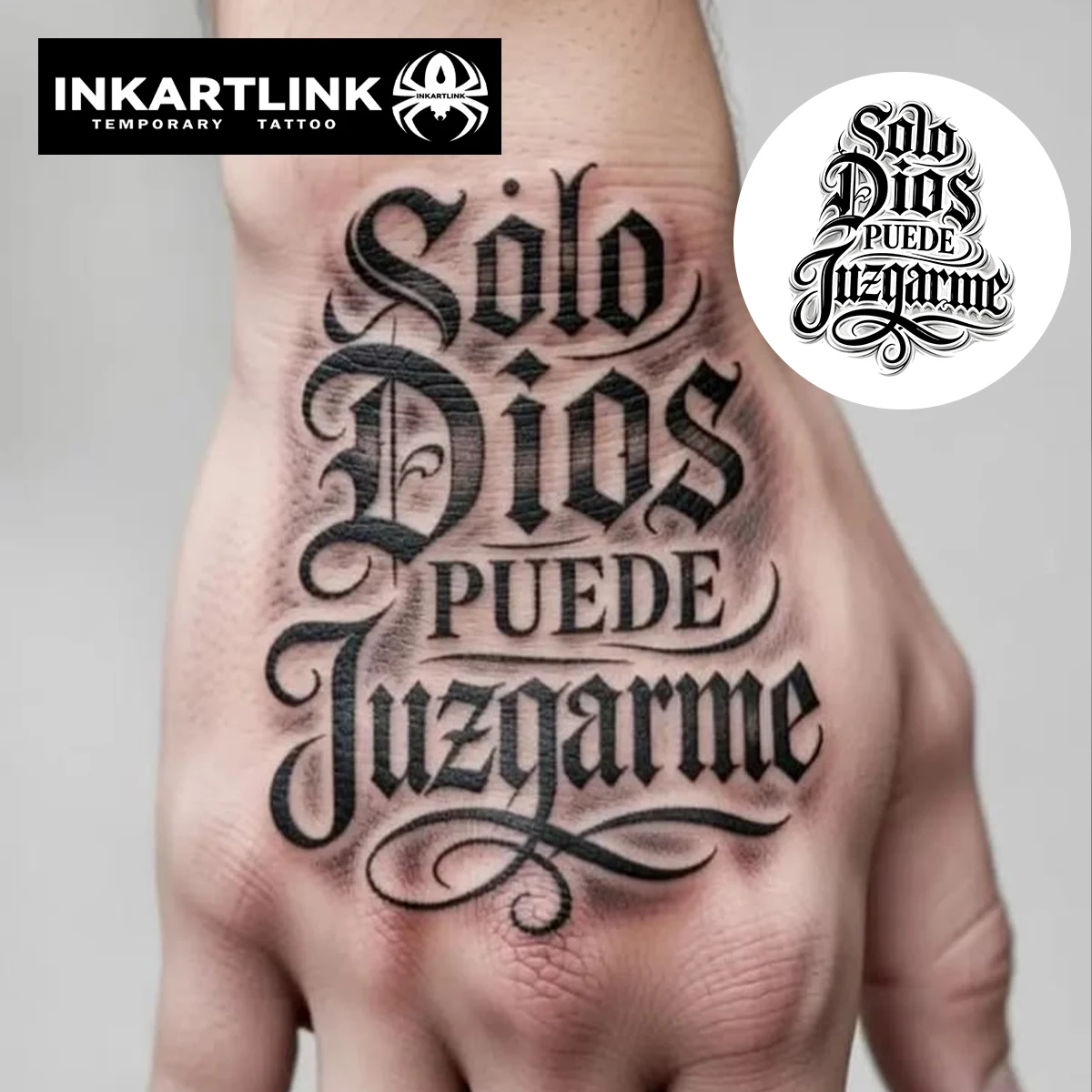 INKARTLINK 1PC Herbal Gothic Spanish Tattoo Lasts 2-5 Days, Unisex for Parties, Night Out & Faith Style