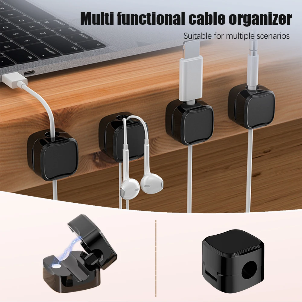 Strong Non-Magnetic Cable Clips, Adjustable Adhesive Cord Holder Under Desk Wire Organizer for Home Office Car Wall