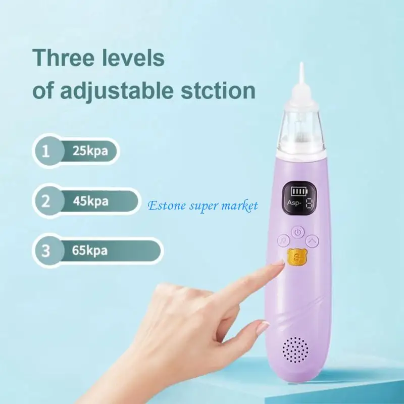 090B Toddler Nasal Aspirator Electric Nose Aspirator for Smart Low Noise LCD Screen Baby Nose Cleaner Adjustable 3Level