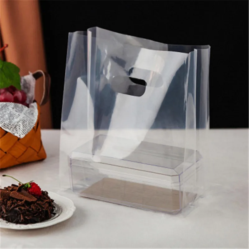 50pcs Transparent Baking Portable Plastic Salad Dessert Bread Cake Pastry Packaging Food Takeaway Bags