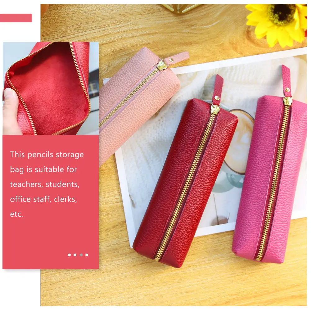 Pencil Bag Large Capacity Anti-Scratch Zipper Design Pen Organizer Pencil Case Multi-Function Storage Bag Makeup Brush Holder