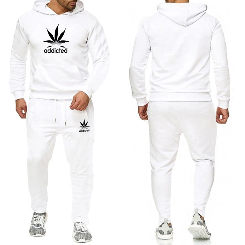 

Autumn Winter Mens Fashion Tracksuit Hooded Sweatshirts and Black Jogger Pants Classic Male Daily Casual Sports Jogging Suit