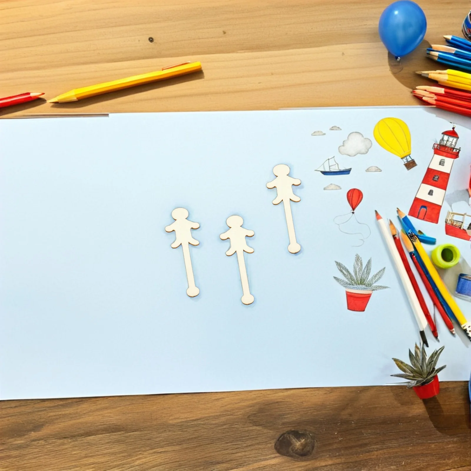 

100Pcs Kids Paint Sticks Wooden Craft Pieces for Drawing Doodling Educational Art Set with Rounded Edges Safe for Small Hands