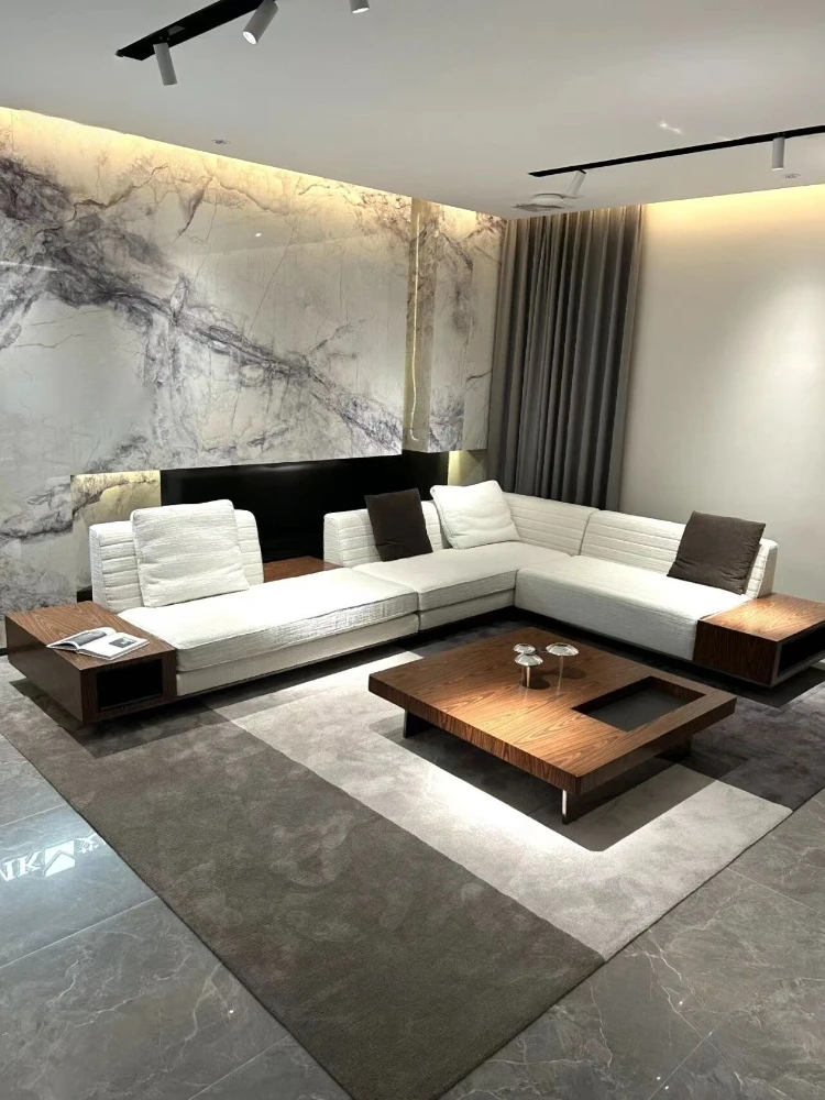 

Fabric sofa living room size apartment villa flat floor minimalist style Italian light luxury designer modern simplicity