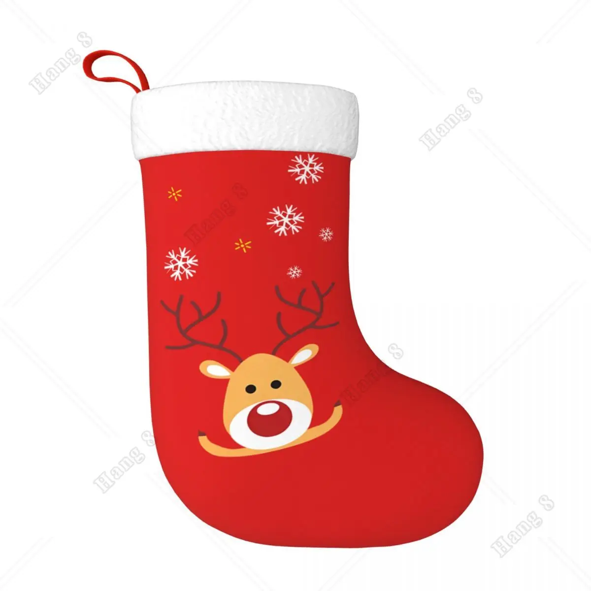 

Deer Christmas Cute Pattern Red Stocking Large Xmas Gift Stockings Fireplace Hanging for Holiday Party Decor Santa Claus Bag