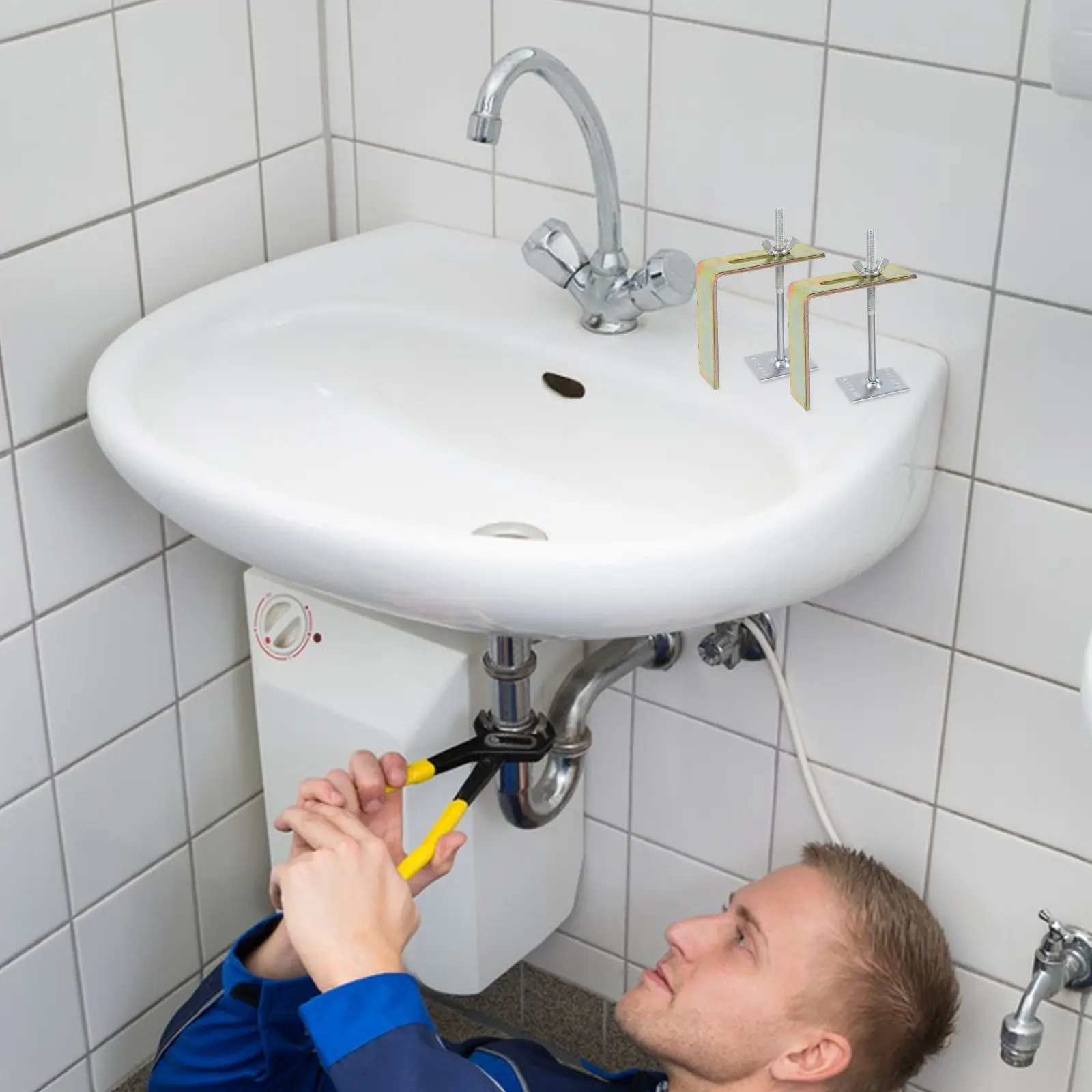 

2Pcs Metal Undermount Sink Brackets Ceramic Basin Fixing Clips Strong Stable Mounting Hardware DIY Friendly Seamless Concealed