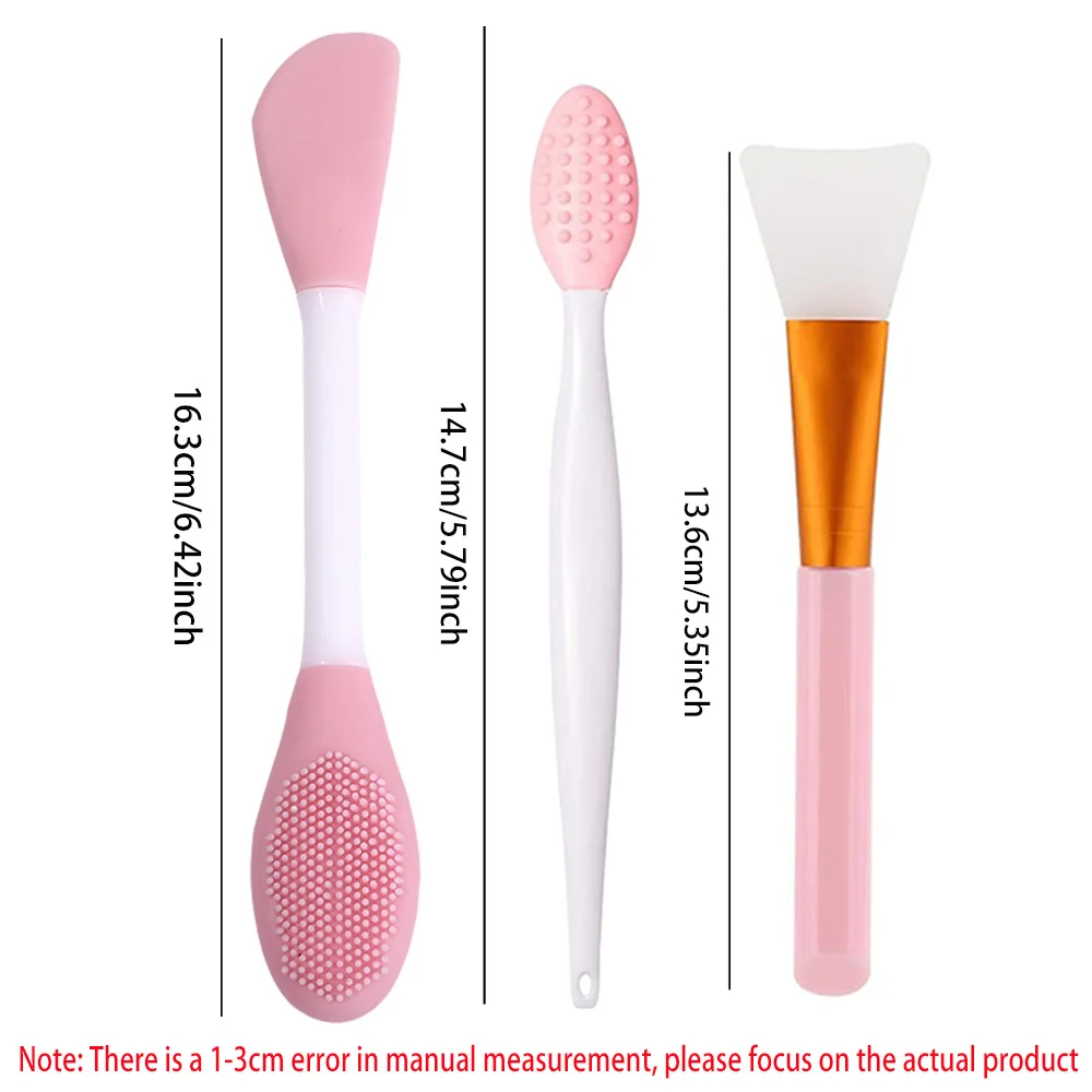 ชุดแปรงทำความสะอาดหน้าซิลิโคน 5 ชิ้น แปรงขัดสองหัว สำหรับทามาส์กหน้า อุปกรณ์ดูแลผิวหน้าเพื่อความงาม