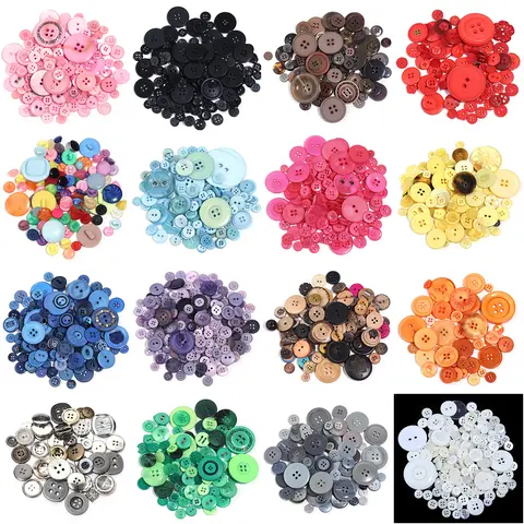 90Pcs/pack Colorful Round Resin Buttons Assorted Sizes Bulk Buttons For Handmade Creative Crafts Sewing Clothing Accessories 50g