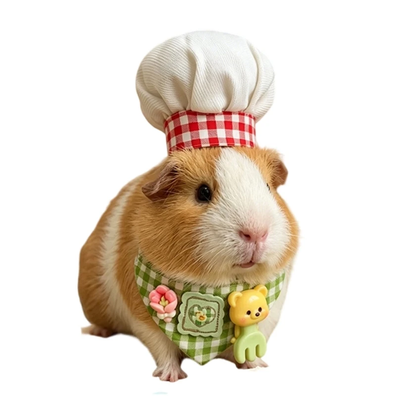 Small Pet Cook Hat and Bib for Photo Styling and Display Use Dress up JOMD