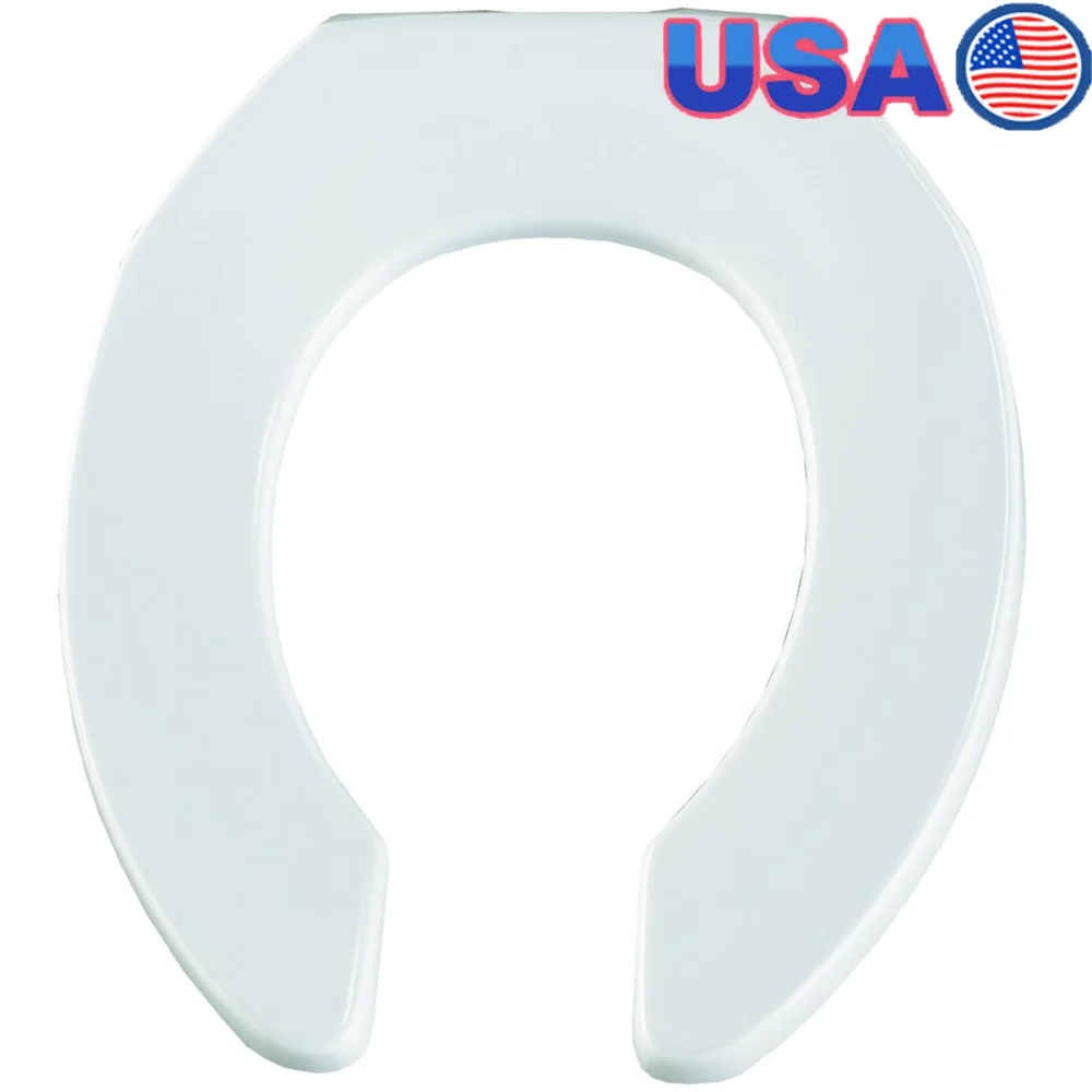 

Коммерческое сверхпрочное пластиковое сиденье для унитаза с системой STA-TITE с открытым кольцом, некоррозийные бамперы из нержавеющей стали, универсальная посадка