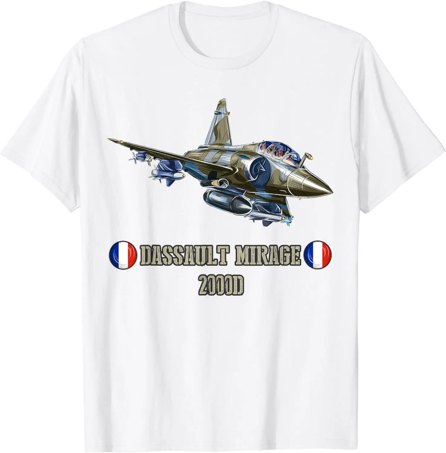 France Military Jet Fighter Dassault Mirage 2000D Men T-Shirt Short Sleeve Casual 100% Cotton TShirt