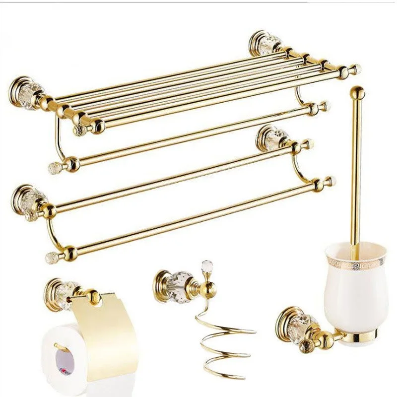 Golden Towel Rack Stainless Steel Towel Bar Towel Hanging European Toilet Pendant Shelf Bathroom Hanger