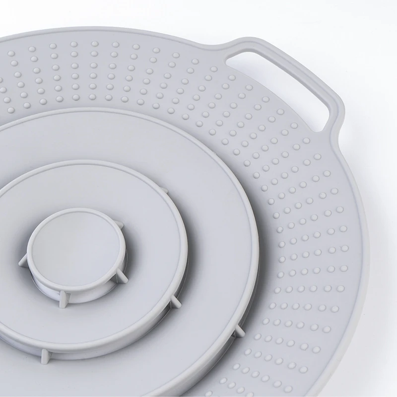 Tapa de silicona para microondas, ventosa de 33,5 cm para ollas, sartenes, cuencos, tazas y sartenes, a prueba de salpicaduras, gris