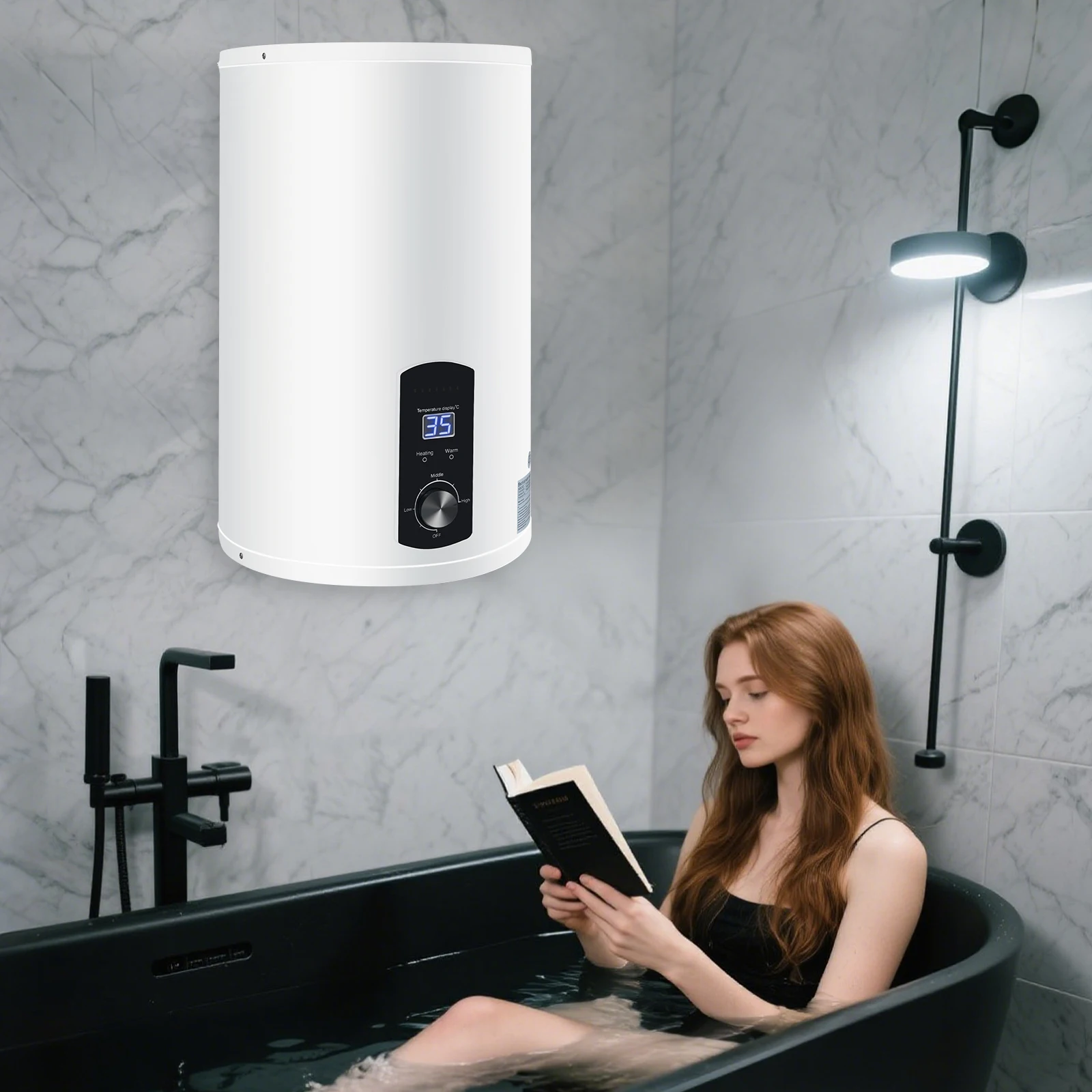 220V 2000W 30L/6.6 Gal chauffe-eau électrique avec douchette à main robinet protecteur de fuite cuisine douche chauffe-eau