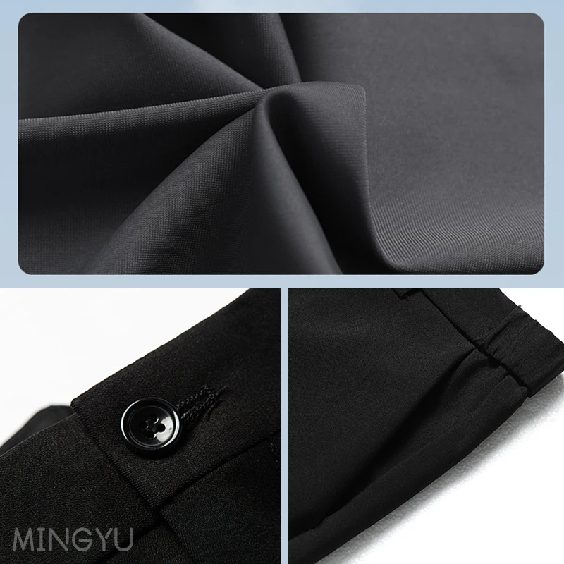 ฤดูร้อนใหม่บางกางเกงผู้ชายธุรกิจเอวยางยืดอย่างเป็นทางการเกาหลีสังคม Slim ทํางานข้อเท้าความยาวกางเกงยาวชาย