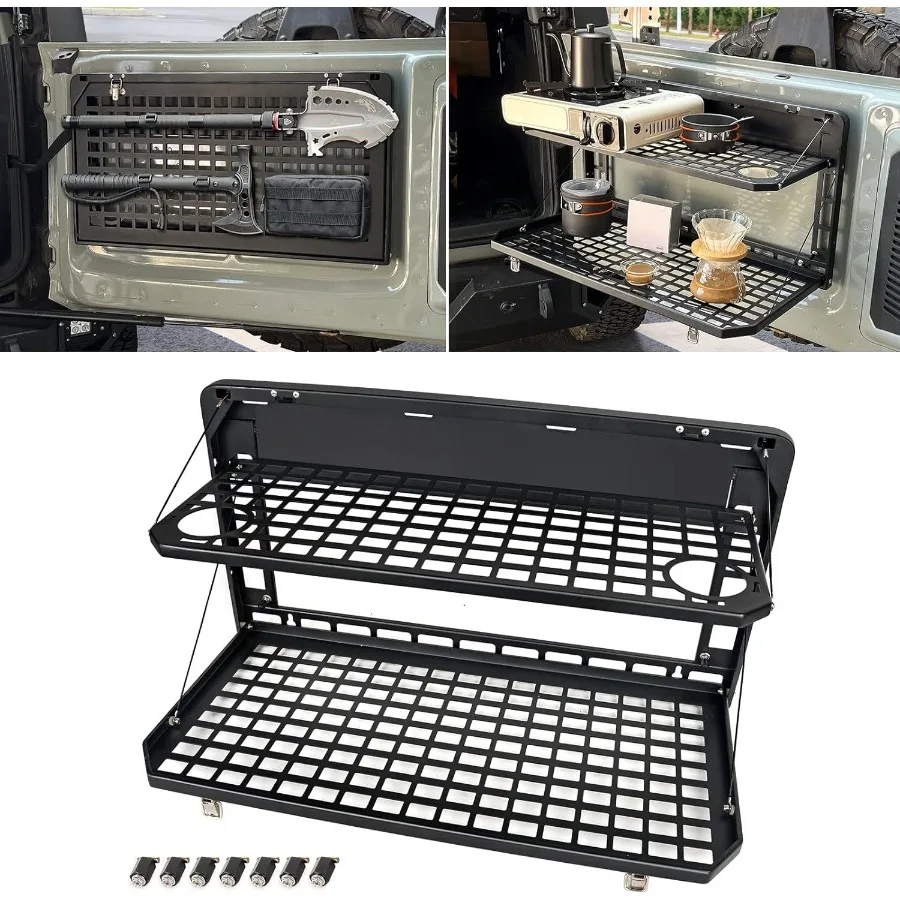 

Tailgate Table Rear Foldable Cargo Shelf Aluminum Alloy Storage Shelf MOLLE Panel for Ford Bronco 20212024