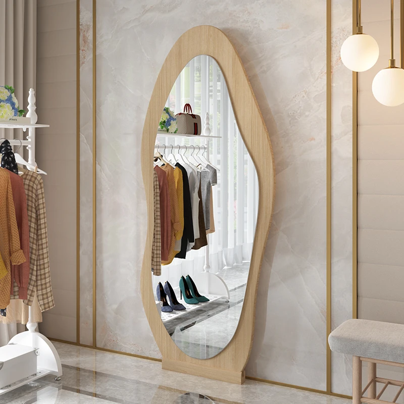 Black Irregular Full Length Floor Mirror Large Decorative Wall Mirror for Living Room Clothing Store Hotel Apartment