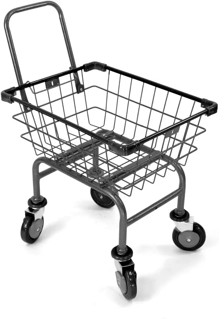 Grocery CART 1.5 Bushel (Gunpowder Metal) Red, Blue Trim (Black)