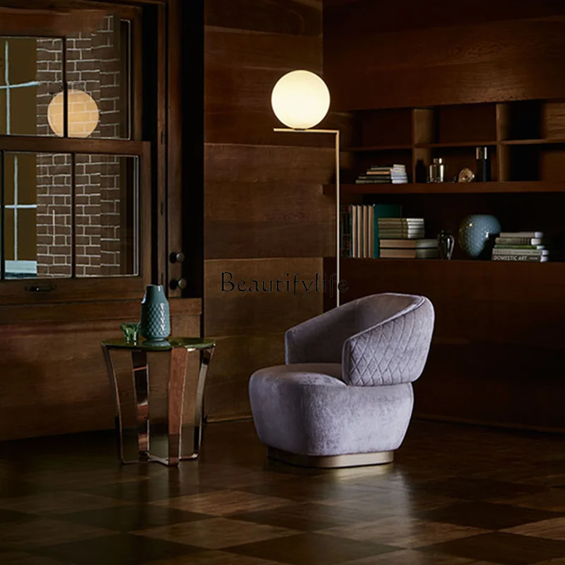 أريكة قماش فاخرة خفيفة كرسي ترفيهي صالون تجميل نادي الاستقبال كرسي فردي فني #4