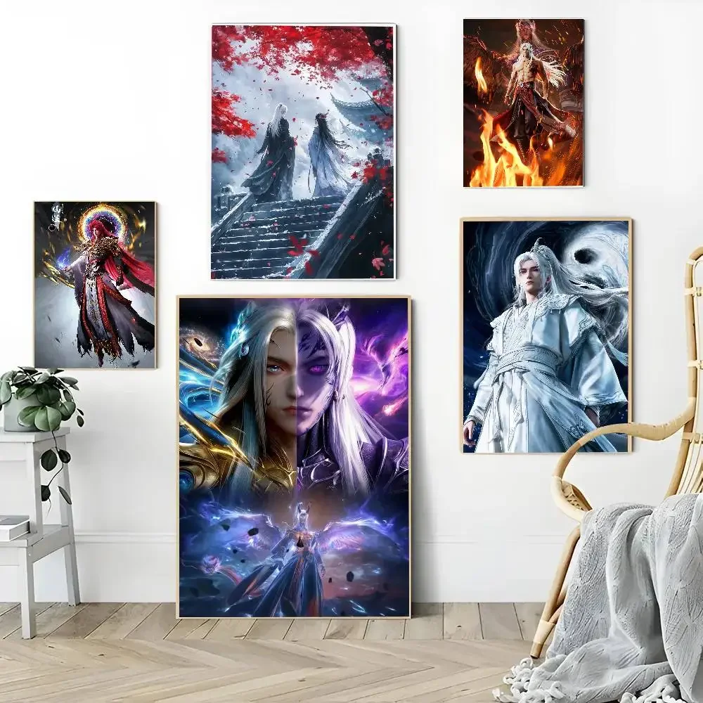 1PC Wang Lin Anime Renegade Immortal poster Self-adhesive Art Waterproof Paper Sticker Coffee House Bar Room Wall Decor