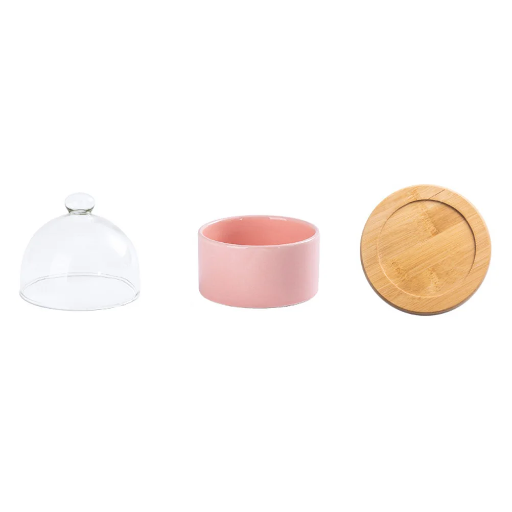 

Exquisite Ceramic Breakfast With Glass Lid Pudding Dessert Plate Kids Snack Cake Display Household Wedding Party Afternoon Tea