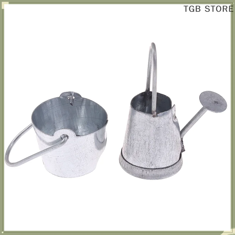

2Pcs Metal Water Bucket Kettle Model 1:12 Dollhouse Miniature Furniture Toys