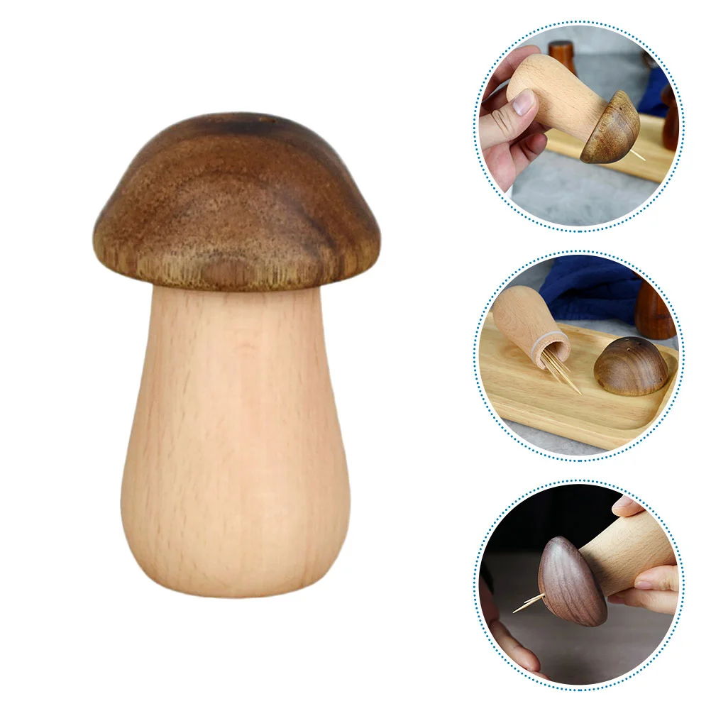 Wooden Toothpick Holder Toothpicks Decor Household Miniature Mushroom-shaped Container Home Jar Kitchen