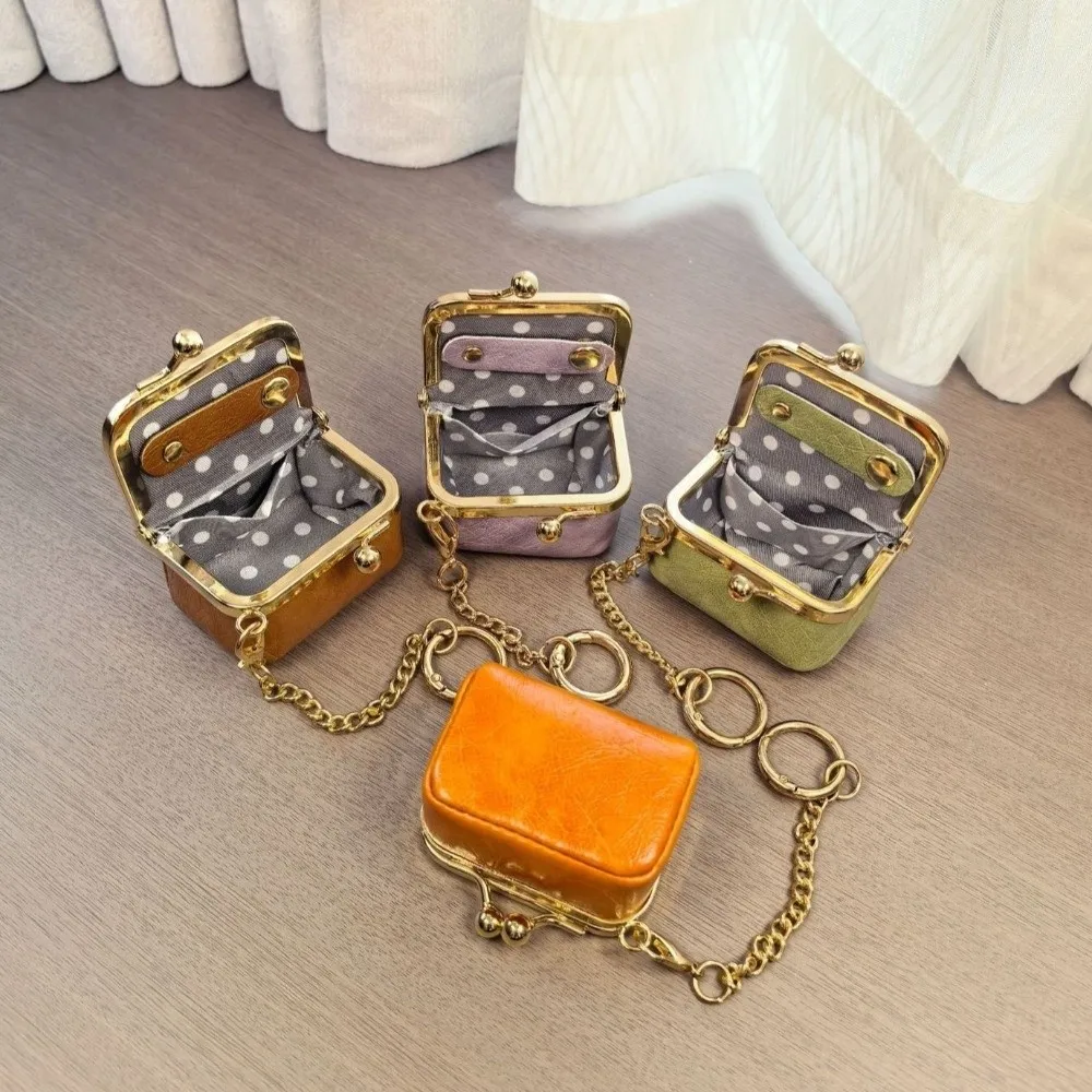 New Leather Coin Purse Solid Color Multifunctional Mini Jewelry Box Square Kiss Lock Wallet Rings Necklaces Earrings