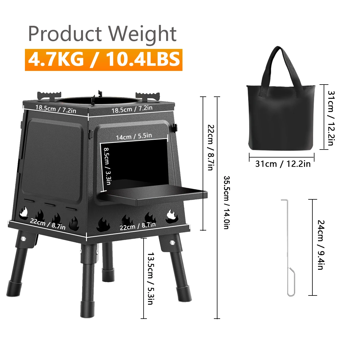 Portable Cast Iron Wood Camp Stove 4