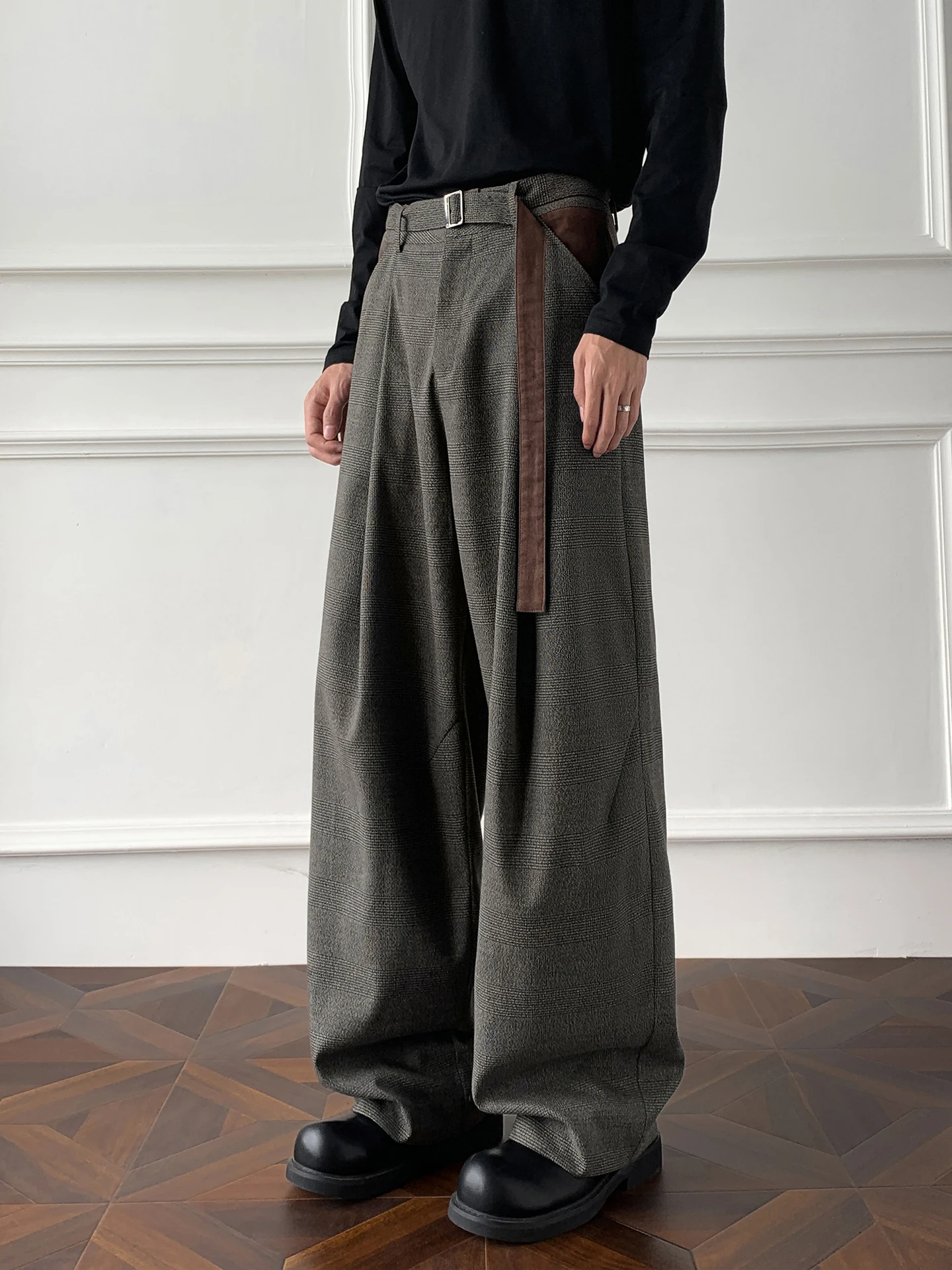 

Мужские замшевые брюки из вельвета, осенние, модные, брендовые, класса люкс, свободные, прямые, широкие, с драпировкой и ярким узором