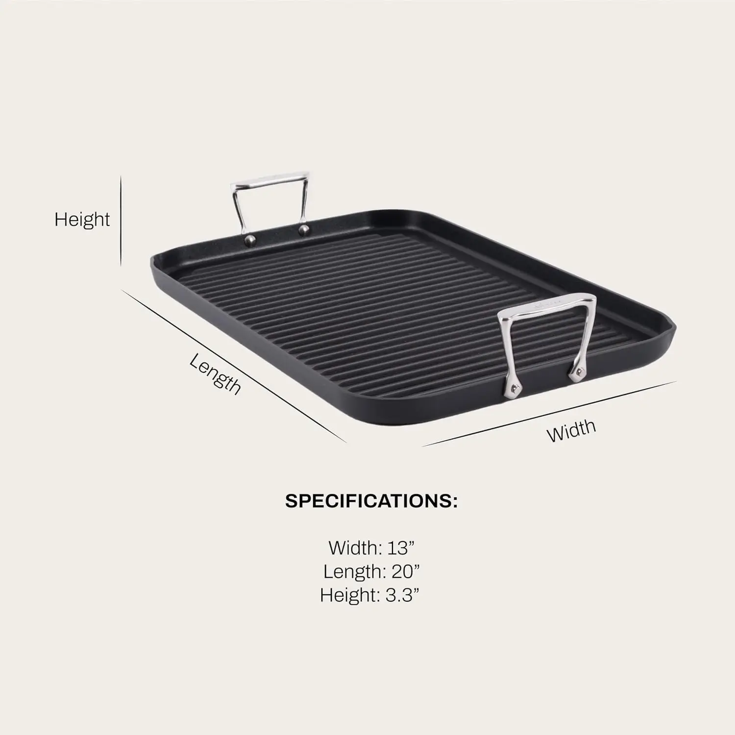 13 x 20 Inch Nonstick Grill Pan for Double Burners, Large Two-Burner Grilling Pan