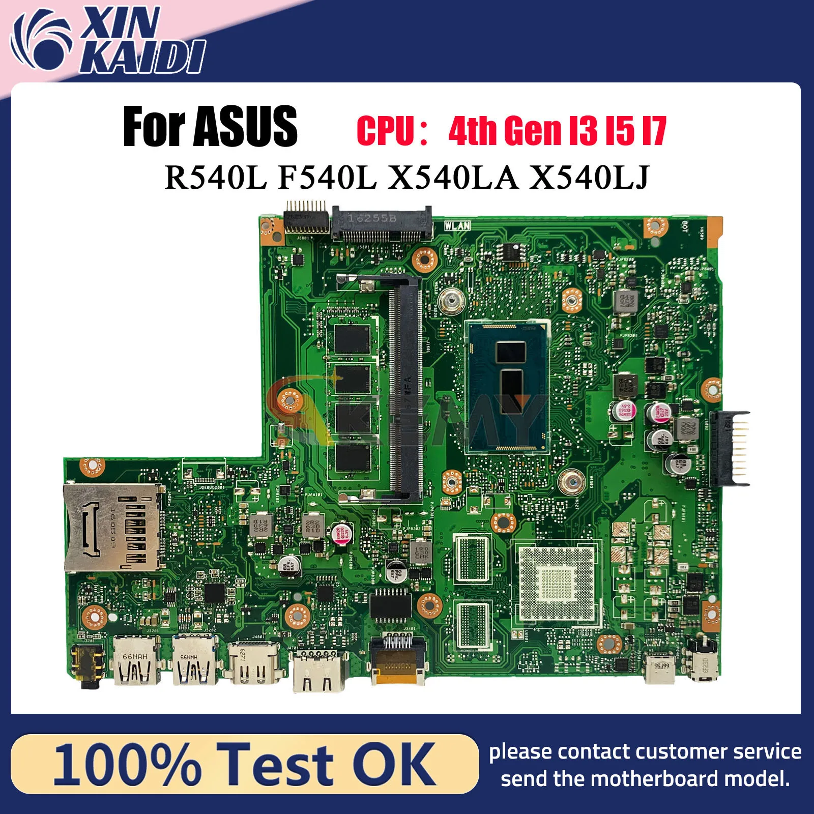 For ASUS A540L Mainboard X540LA R540L X540L F540L A540L X540LJ D540L Latest Generation CPU i3 i5 i7 100% tested