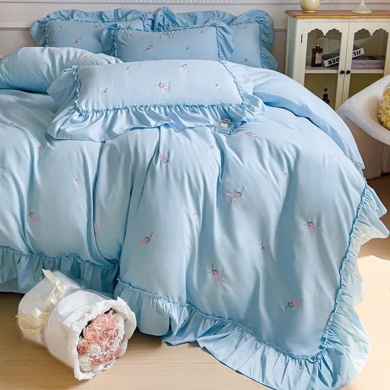 2025 New Arrival! Solid - colored Bedding Set, High - Density Cotton, Breathable and Cool, Complete Set for 1.5m,1.8m, 2.0m Beds