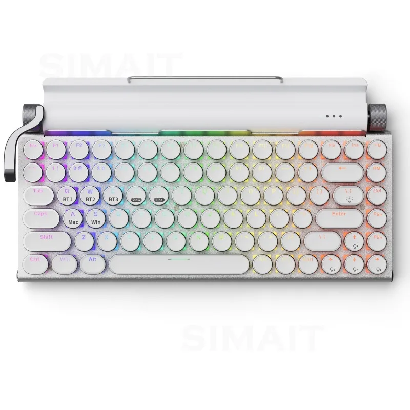 Three-mode Upgrade, Retro Typewriter, Steampunk Wireless Bluetooth Dual-mode Mechanical Keyboard, Computer Keyboard