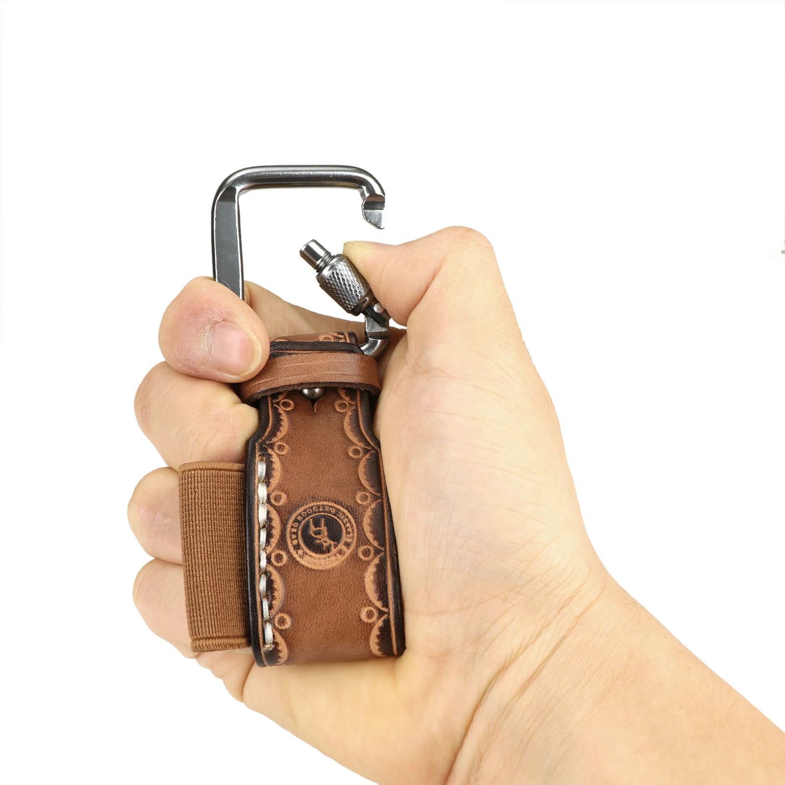 Tourbon Thick Genuine Leather Tool Holder Heavy Duty Tools Holster Belt Loop 6.5CM Key Ring Holder