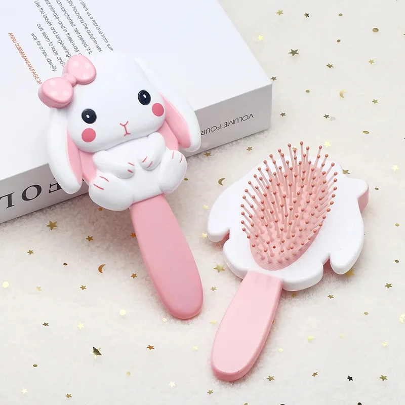 1pc Mermaid Combs for Kids Cute Air Cushion Massage Comb for Girls Children Cartoon Rabbit Dress Up Make Upshair Care Gifts Pink