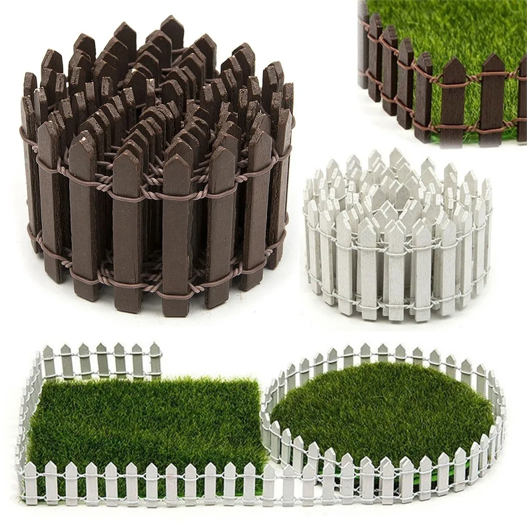 

1pc Mini Wooden Fence Creative Simulation Small Fence Home Garden DIY Decoration Landscape Fairy Garden Figurines