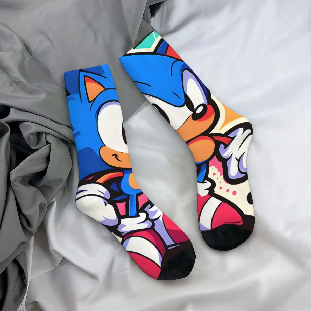 Chaussettes de dessin animé Sonic pour hommes, style de rue Harajuku, chaussettes d'équipage sans couture, nouveauté, vintage et moderne